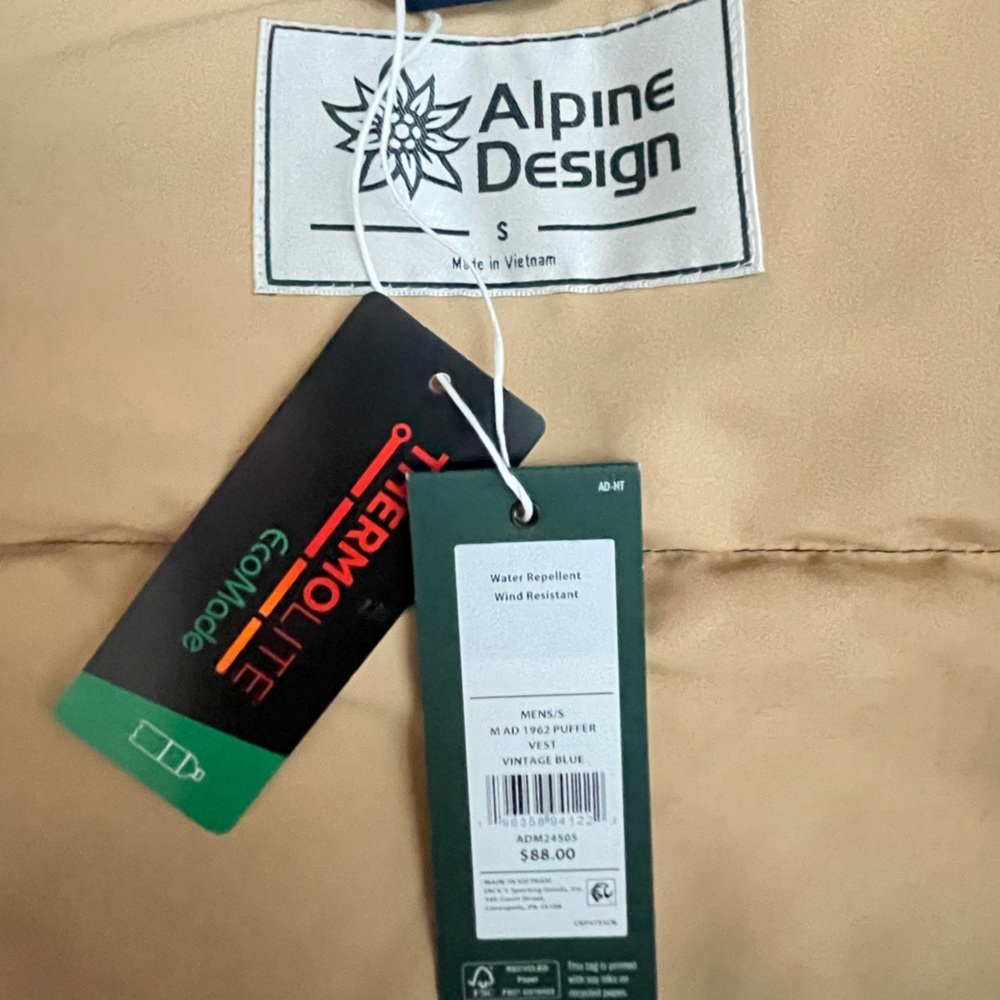 Men’s Alpine Design Navy Puffer Vest NWT - Picture 3 of 5